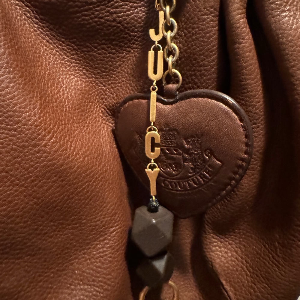Juicy Couture Brown Shoulder Bag with Heart Charm - Picture 2 of 5